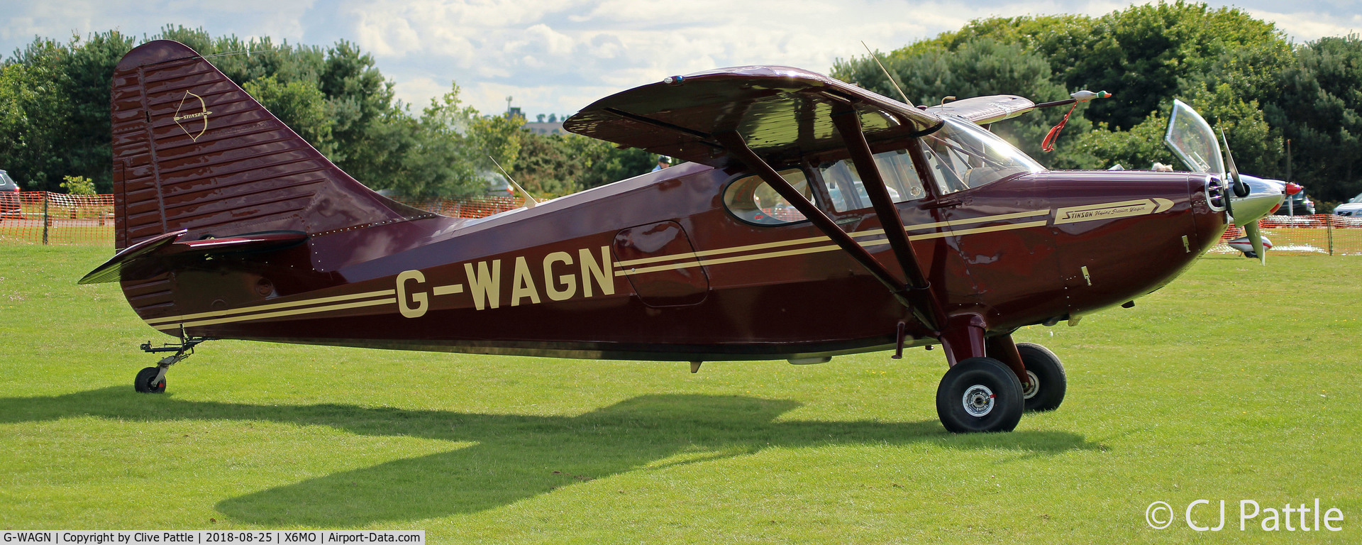 G-WAGN, 1948 Stinson 108-3 Voyager C/N 108-4216, Present at the Montrose Air Station Heritage Centre light aircraft fly-in held on 25th August 2018.