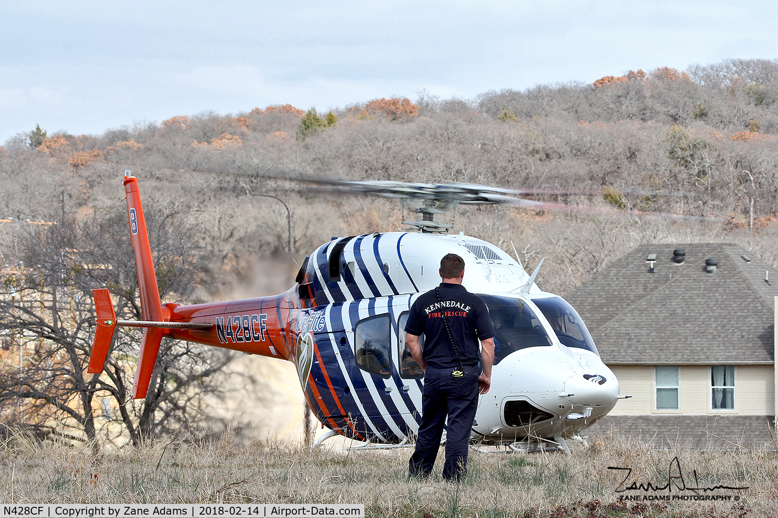 N428CF, 2014 Bell 429 GlobalRanger C/N 57228, CareFlite Helicopter at off field pickup site - Kennedale, TX