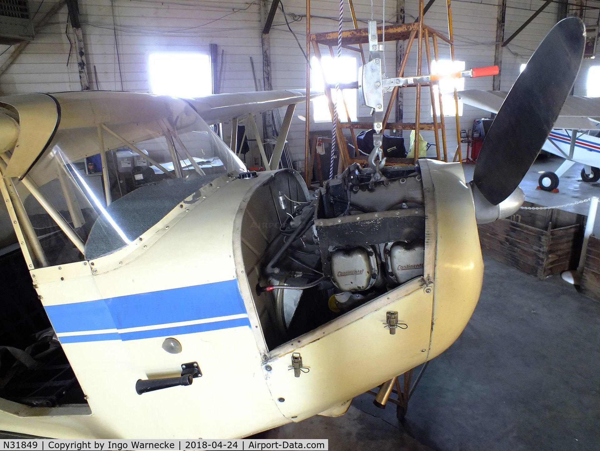 N31849, 1940 Aeronca 65-LB C/N L-11400, Aeronca 65-LB Super Chief, being restored at the Aviation Museum at Garner Field, Uvalde TX