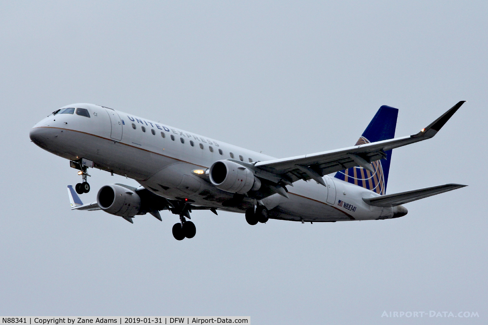 N88341, 2016 Embraer 175LR (ERJ-170-200LR) C/N 17000563, Arriving at DFW Airport