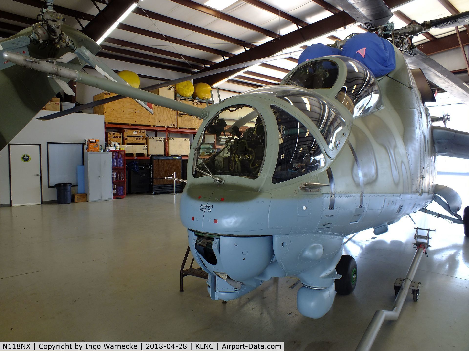 N118NX, Mil MI-24D C/N 150153, Mil Mi-24D HIND-D in a hangar of the former Cold War Air Museum at Lancaster Regional Airport, Dallas County TX