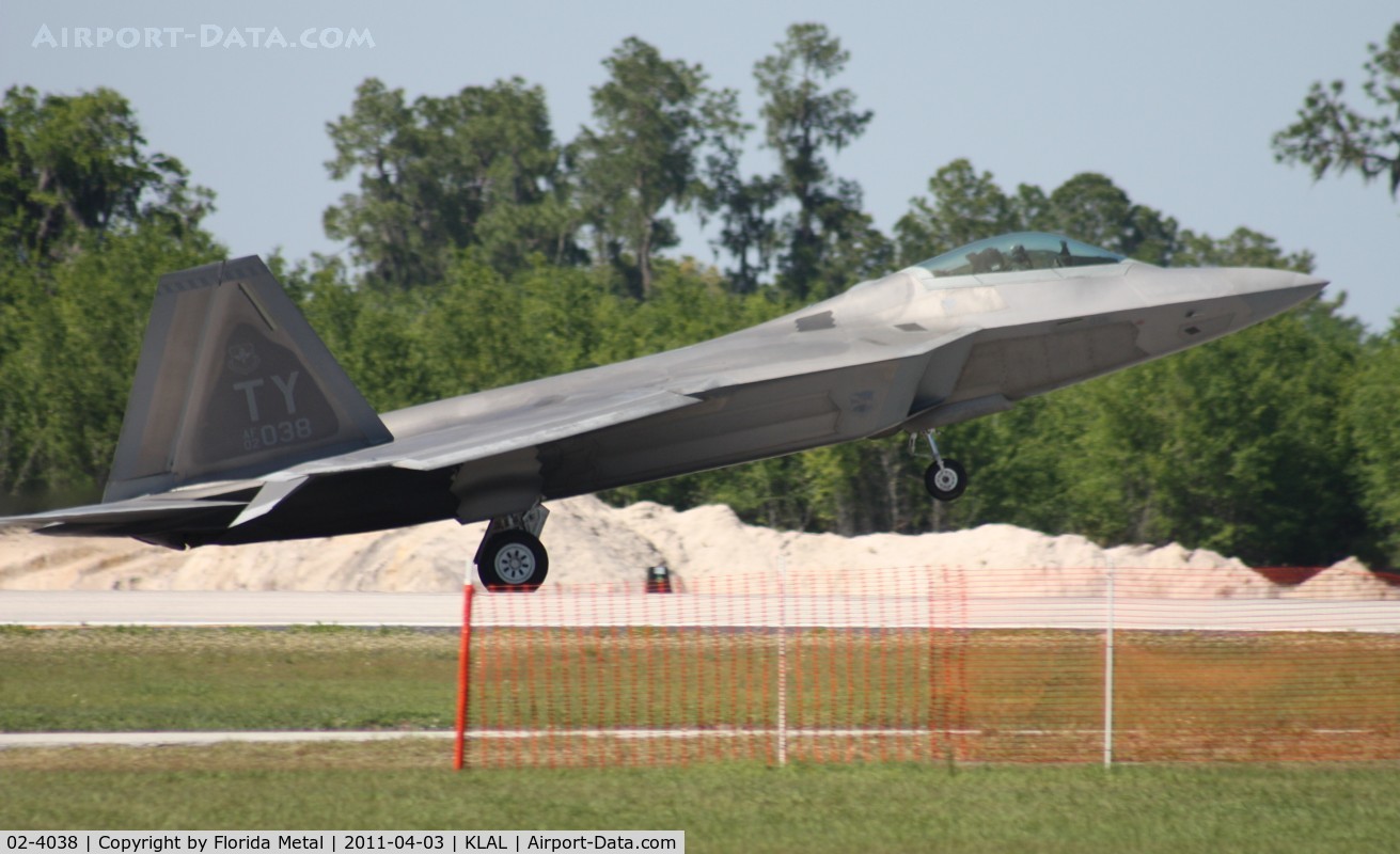 02-4038, Lockheed Martin F/A-22A Raptor C/N 4038, Sun N Fun 2011