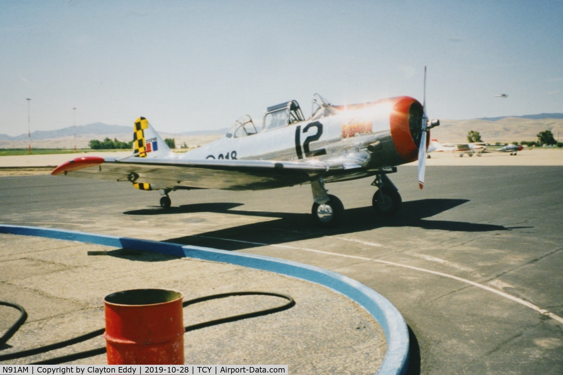 N91AM, 1951 North American Harvard 4 C/N 20218, Tracy Airport California. 1998.
