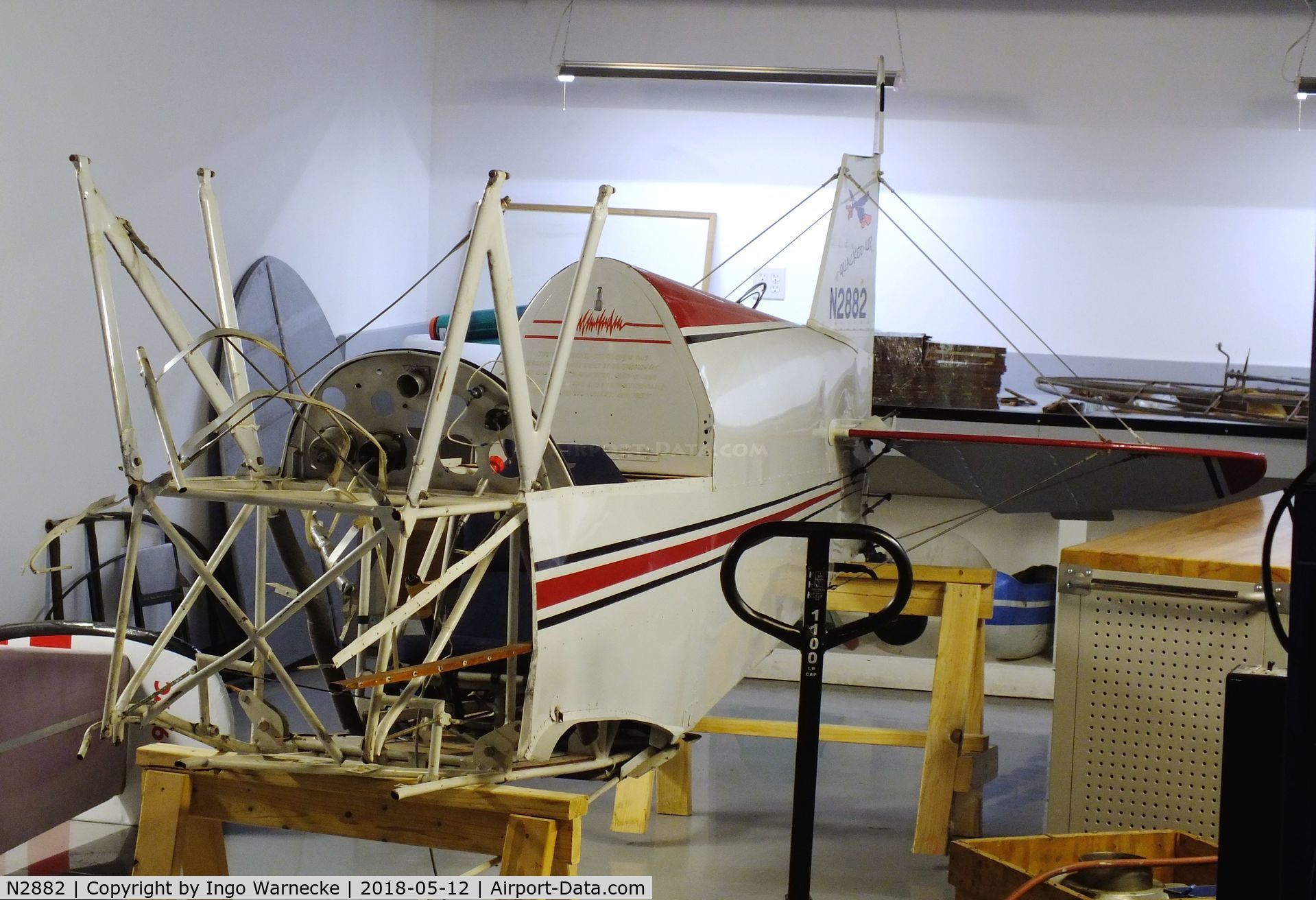 N2882, 1969 EAA Biplane Model P C/N 1 (N2882), EAA (Eskildsen) Biplane Model P, being restored at the Airline History Museum, Kansas City MO