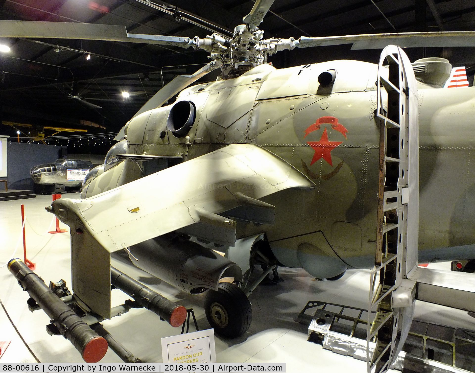 88-00616, Mil Mi-24D C/N 110166, Mil Mi-24D HIND-D (ex US-Army, ex Bundeswehr 96 30, ex NVA 494) at the Southern Museum of Flight, Birmingham AL