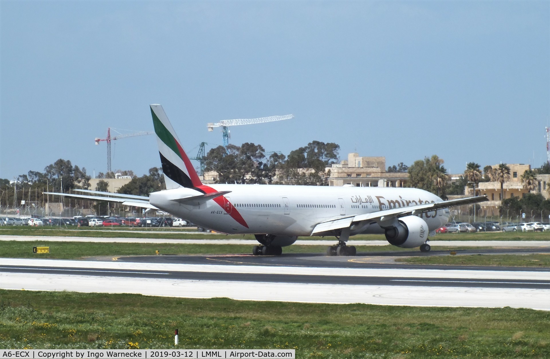A6-ECX, 2009 Boeing 777-31H/ER C/N 38982, Boeing 777-31H/ER of Emirates at Malta International Airport, Luqa