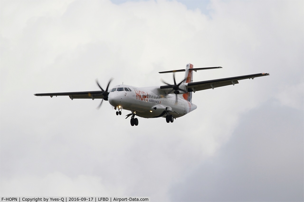 F-HOPN, 2015 ATR 72-600 C/N 1288, ATR 72-600, Short approach rwy 29, Bordeaux Mérignac airport (LFBD-BOD)