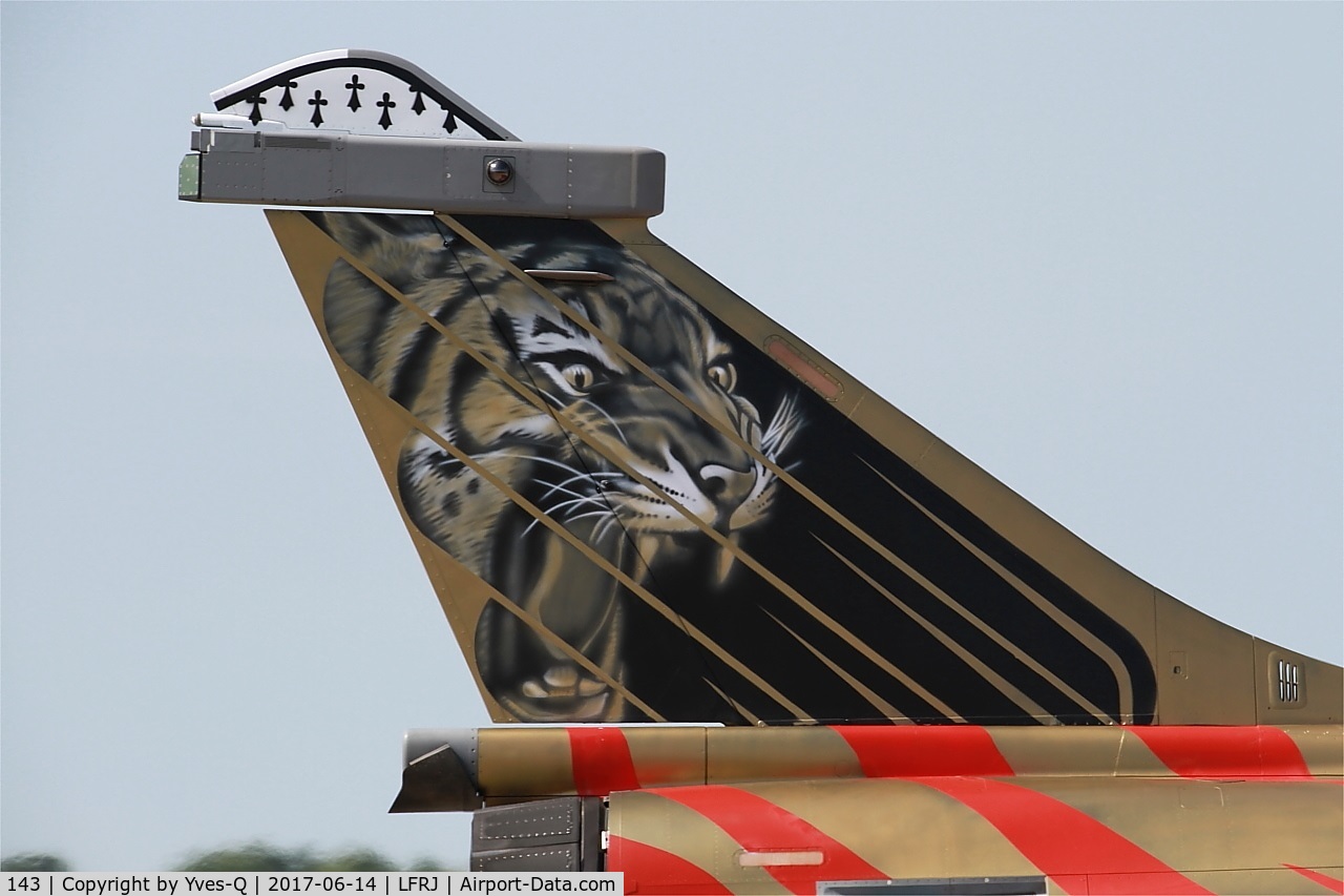 143, 2013 Dassault Rafale C C/N 143, Dassault Rafale C, Tail close up view, Landivisiau Naval Air Base (LFRJ) Tiger Meet 2017