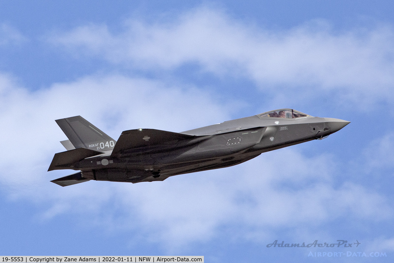 19-5553, 2020 Lockheed Martin F-35A Lightning II C/N 19-5553, Republic of Korea Air Force F-35A departs NAS Fort Worth on a local test flight