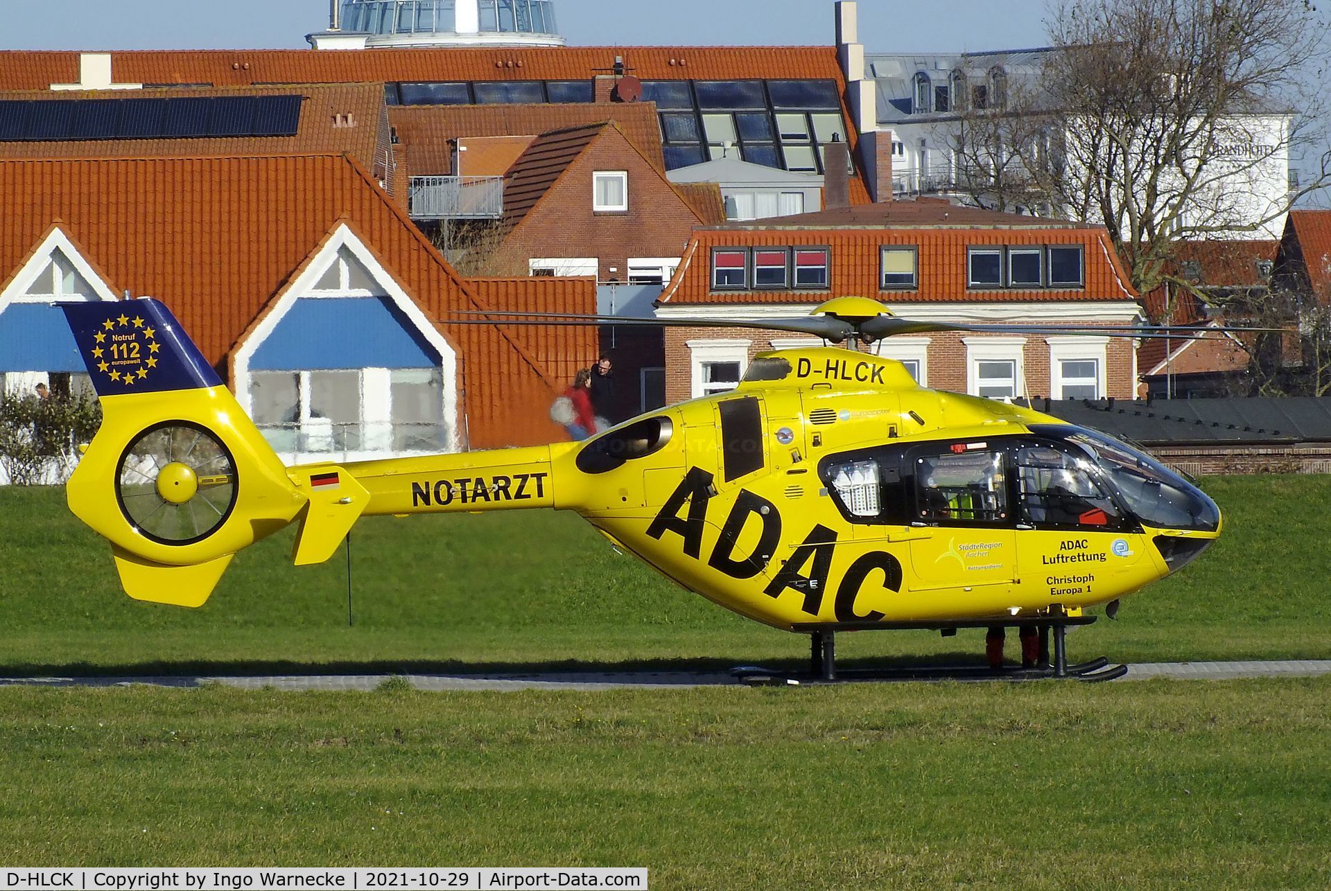 D-HLCK, Eurocopter EC-135P-2+ C/N 1003, Eurocopter EC135P2+ 'Christoph Europa 1'  EMS-helicopter of ADAC Luftrettung at the shoreside park in Juist (East Frisia)