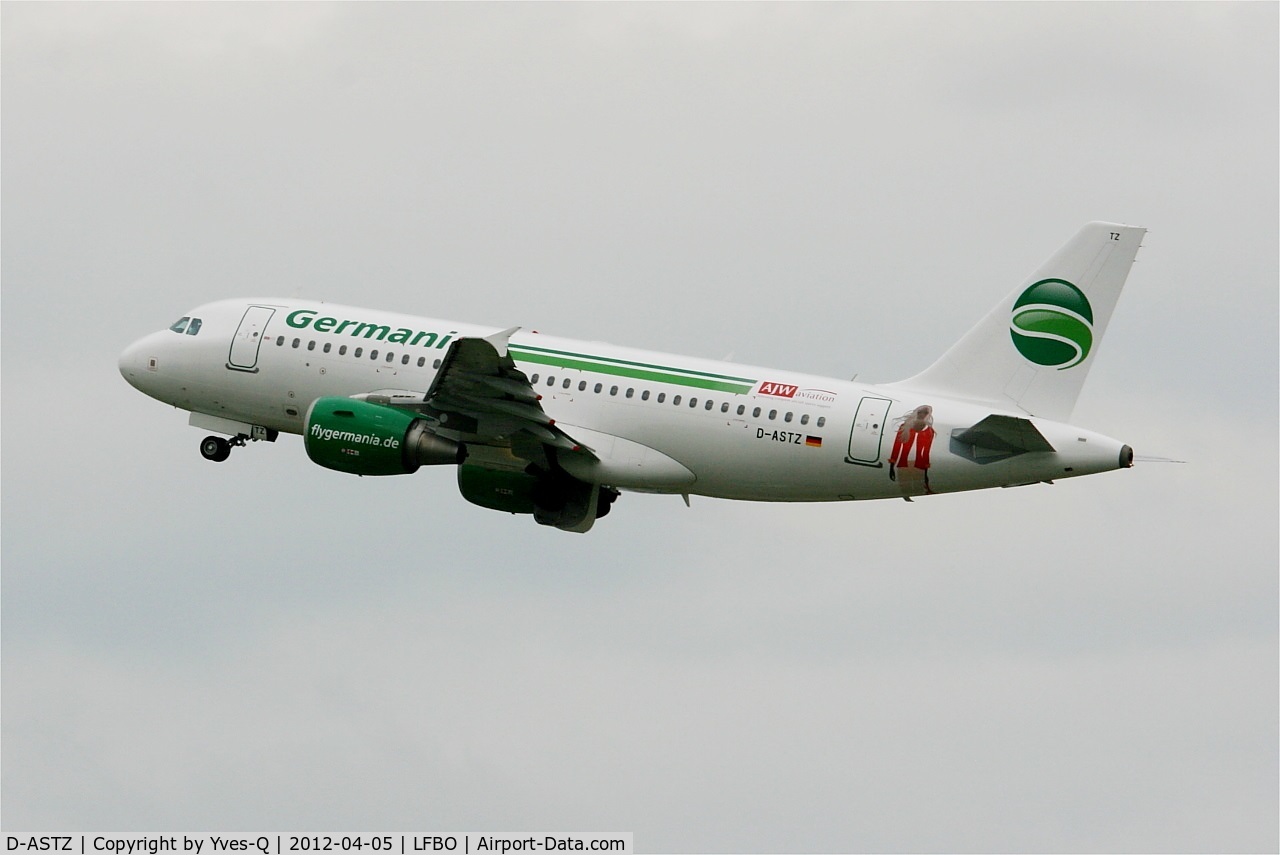 D-ASTZ, 2007 Airbus A319-112 C/N 3019, Airbus A319-112, Take off rwy 32L, Toulouse Blagnac Airport (LFBO-TLS)