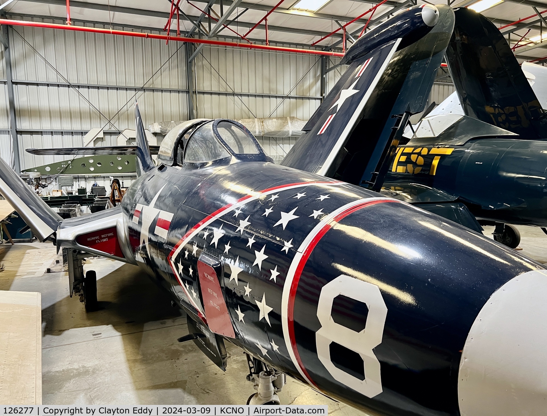 126277, Grumman F9F-5KD/DF-9E Panther C/N Not found 126277, Planes of Fame Chino airport in California 2024.