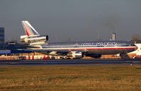 N141AA @ EGCC - DC10 in basic AA colours, operated by russian Transaero, doing a checkflight at Manchester UK