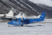 HB-LOA @ SMV - White Turf has its own ad plane. Partenavia P68, taken at Samedan St. Moritz alpine Airport