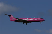 HB-JVB @ ZRH - Helvetic.com Fokker 100 at Zurich. Nicknamed cranberry airline.