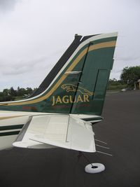 N458JG @ O41 - close-up of Jaguar tail emblem on 1999 Raytheon Beech 58 - by Steve Nation