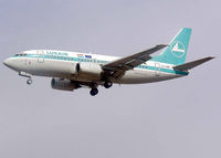 LX-LGO @ LHR - Luxair Boeing 737-500 on the approach to London (Heathrow) Airport in Sept 2003 - by Adrian Pingstone
