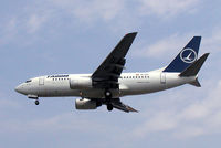 YR-BGF @ LHR - Tarom Boeing 737-700 landing at London (Heathrow) Airport (UK) in August 2002 - by Adrian Pingstone