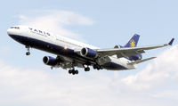 PP-VQJ @ LHR - Varig McDonnell Douglas MD-11 (PP-VQJ) landing at London (Heathrow) Airport in July 2004. - by Adrian Pingstone
