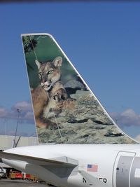 N930FR @ SEA - Frontier Airlines A319 was in traffic for just three weeks, the tail is already peeling. - by Andreas Mowinckel