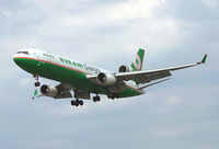 B-16107 @ LHR - EVA Air Cargo MD-11 on finals to Heathrows 27R. - by Kevin Murphy