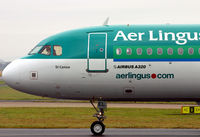 EI-DEL @ EGCC - Nose shot passing the viewing mound. - by Kevin Murphy