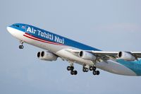 F-OSUN @ LAX - Close-up of Air Tahiti Nui F-OSUN Moorea (A340-313) departing LAX RWY 25R.