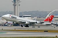 N638US @ LAX - Northwest Airlines N638US (1986 Boeing 747-251B) - FLT NWA1 departing LAX RWY 25R, on a cloudy day, for Narita International Airport (RJAA) - Tokyo, Japan.