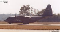 63-7818 @ GSB - Local crew from Pope AFB carrying the jumpers and US flag aloft to start the show