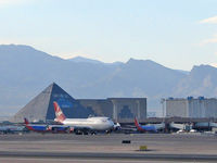 G-VROY @ LAS - Virgin Atlantic (G-VROY) / 2001 Boeing Company BOEING 747-443 / Moving in front of Luxor and Excalibur. - by Brad Campbell