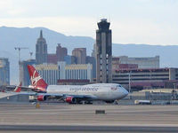 G-VROY @ LAS - Virgin Atlantic (G-VROY) / 2001 Boeing Company BOEING 747-443 / New York, New York & Monte Carlo in background. Tropicana & old ATCT in front. Oh yeah...& G-VROY too! - by Brad Campbell