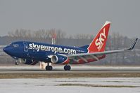 OM-NGA @ KRK - The new plane in SkyEurope fleet, new painting. First landing in KRK airport - by Pawel Kleszcz