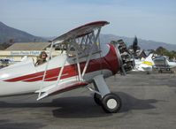 N32135 @ SZP - 1941 Waco UPF-7 Continental W670 220 Hp, Gorgeous finish and detailing with chromed prop and spinner, four ailerons, warmup after refueling - by Doug Robertson