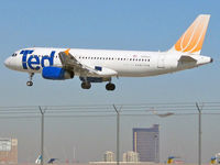 N481UA @ KLAS - Ted Airlines / 2001 Airbus Industrie A320-232 / Also shown: the nice fence us Vegans have to put up with. - by Brad Campbell