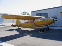 N4345D @ E16 - Piper PA-12 seeking shade in the summer sun at South County Airport, San Martin, CA - by Steve Nation