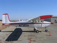N7383A @ E16 - Straight-tailed Cessna 172 in summer sun at South County Airport, San Martin, CA - by Steve Nation