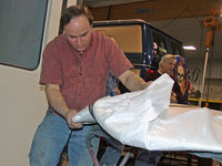 N3372H @ NY04 - Bill applies fresh Ceconite to the wings - by Jim Uber