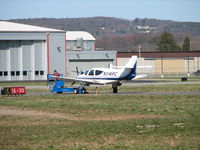N114RC @ IPT - I have no idea what is going on here.  Heard the pilot come in while I was on my way to the airport on the radio.  I got to the airport and saw the lineman come and get the plane.  I apologize to the owner for what appears to be an ignominious picture. - by Sam Andrews
