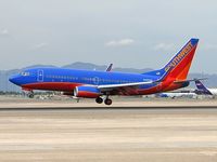 N485WN @ KLAS - Southwest Airlines / 2004 Boeing 737-7H4 / A cruddy pic but another one captured. - by SkyNevada