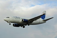 YL-BBE @ LHR - Boeing 737 53S - by Les Rickman