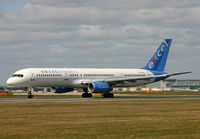 G-VKNA @ EGCC - Excel's fine looking 757 dashing down 24L. - by Kevin Murphy