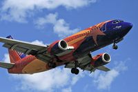 N383SW @ LAX - Southwest Airlines N383SW Arizona ONE (FLT SWA2748) from Reno Tahoe Int'l ((KRNO) on final approach to RWY 24R. - by Dean Heald