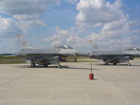 94-0048 @ KJVL - F-16 aircraft on display for airshow - by Mark Pasqualino