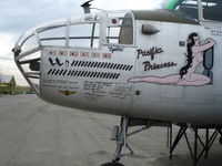 N9856C @ CNO - Close-up of nose art Pacific Princess and mission marks on Air Classics North American B-25N Mitchell (43-28204) @ Chino Municipal Airport, CA - by Steve Nation