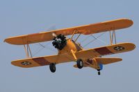 N5580M @ CPM - 1943 Boeing Stearman B75N1 Trainer N5580M climbing out from RWY 25L at Compton Municipal Airport.