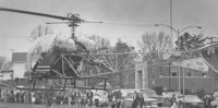 N64289 @ DAN - The Danville Va. Police helicopter gives a demo. in front of the Danville Life Saving Crew when first in Danville in 1975. Used from '75 to Nov.1980 when prior to takeoff ,the copter slammed into a hanger causing extensive damage. - by Richard T Davis