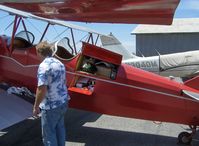 N9032 @ SZP - 1929 Curtiss Wright TRAVEL AIR 4000, Continental W670 220 Hp, field maintenance after landing - by Doug Robertson