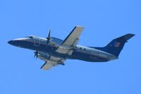 N301YV @ LAX - United Express (Sky West) N301YV (FLT SKW5750) climbing out from RWY 25R enroute to McClellan Palomar (KCRQ).  Note the vortices that are visible from the propeller blade tips.  You can see several revolutions of these vortices.