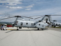156429 @ WVI - CH-46F YP-12 HMM-163 loaded with missile warning boxes @ Watsonville Municipal Airport, CA - by Steve Nation