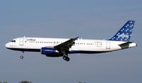 N565JB @ ROC - bippity bopity blue - by scott kerhaert